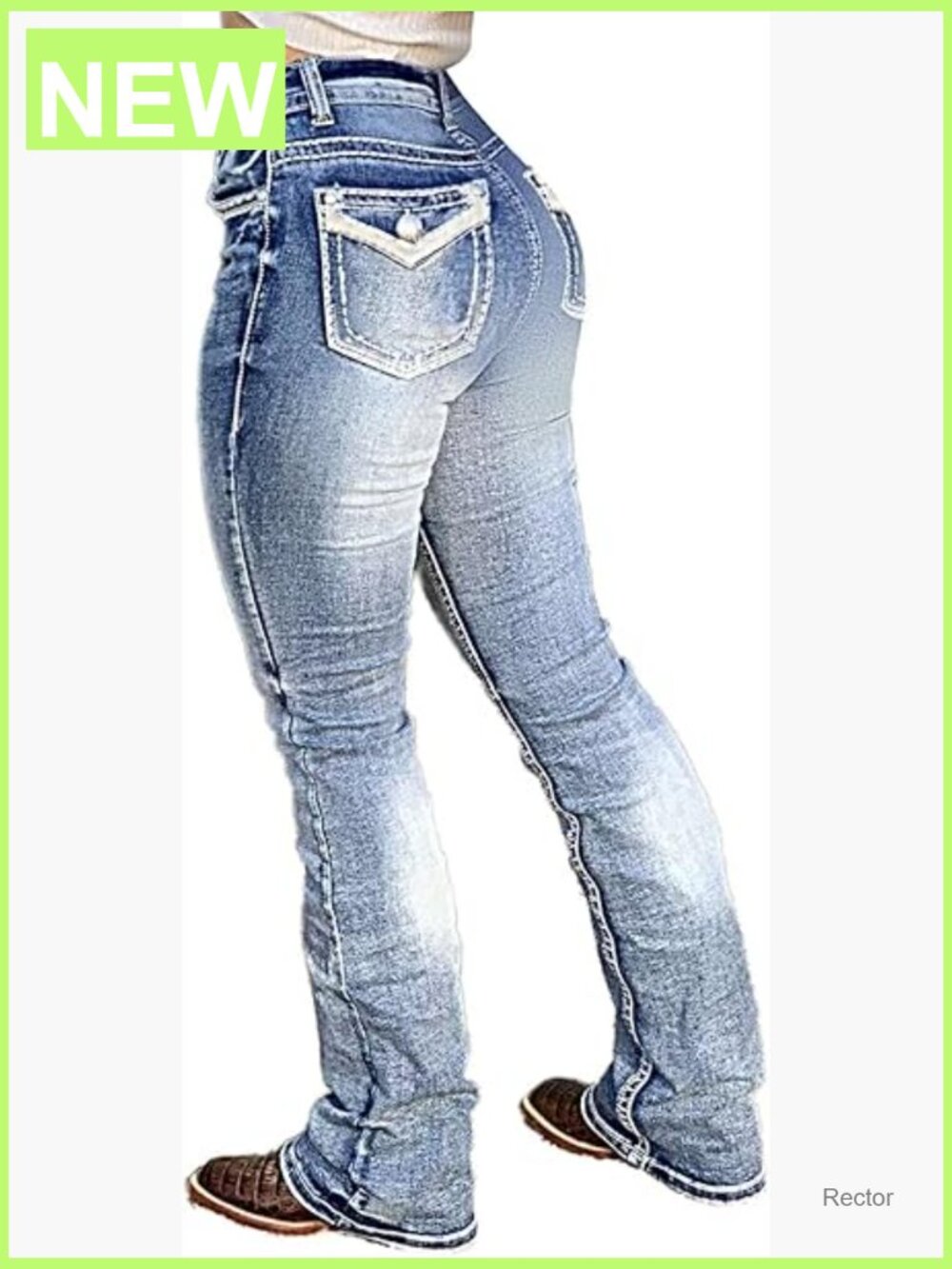 Mid-Rise Boot Cut Jeans with Tummy Control and Butt Lifting Stretch Denim